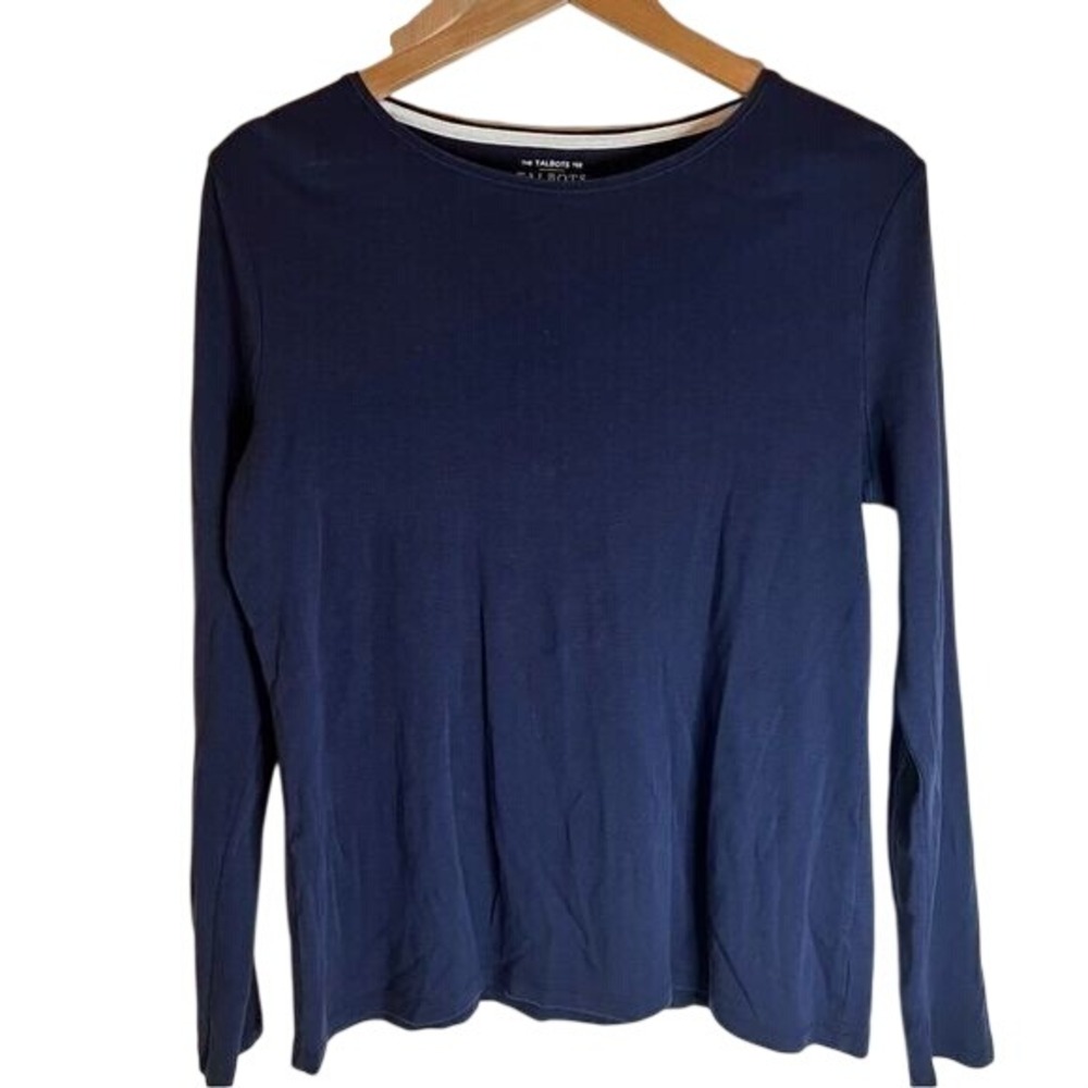 Talbot's 100% Pima Cotton Staple Long‎ Sleeve Tee Large EUC Capsule Wardrobe